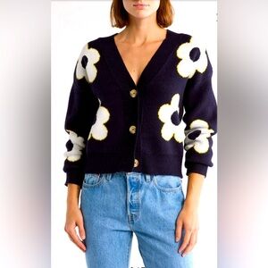 Industry Republic Floral Jacquard Cardigan Pullover Sweater Size Small